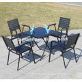 Modern plastic wood 4 seater table set 5PCS wooden outdoor furniture